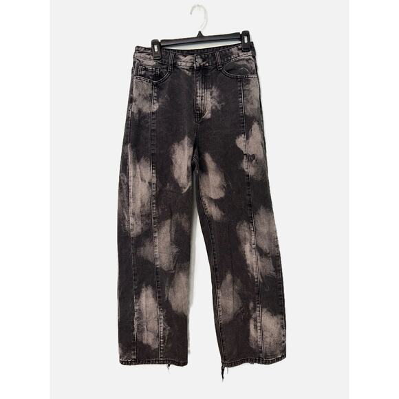 Shein/Dazy Acid Wash Black Wide Leg Baggy Jeans Women's Large - Picture 1 of 7
